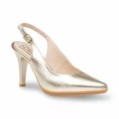 Womens Metallic Leather High Heeled Slingback Pumps 1495 Platinum, By Eva Mañas -Sandals Sales Store womens metallic leather high heeled slingback pumps 1495 platinum by eva manas 2