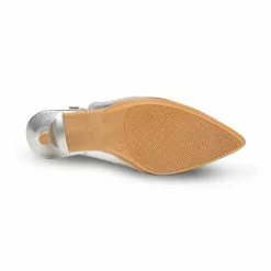 Womens Metallic Leather High Heeled Slingback Pumps 1495 Silver, By Eva Mañas -Sandals Sales Store womens metallic leather high heeled slingback pumps 1495 silver by eva manas 3