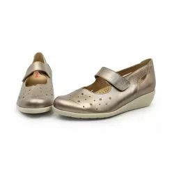Womens Metallic Leather Wedged Mary Janes Velcro Removable Insole 73 Platinum, By TuPie -Sandals Sales Store womens metallic leather wedged mary janes velcro removable insole 73 platinum by tupie 3