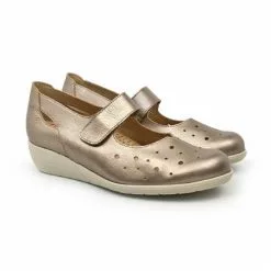 Womens Metallic Leather Wedged Mary Janes Velcro Removable Insole 73 Platinum, By TuPie -Sandals Sales Store womens metallic leather wedged mary janes velcro removable insole 73 platinum by tupie 4