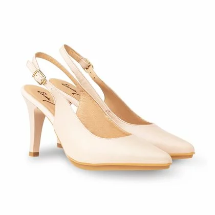 Womens Nappa Leather High Heeled Slingback Pumps 1495 Nude, By Eva Mañas 2 Womens Nappa Leather High Heeled Slingback Pumps 1495 Nude, By Eva Mañas - Image 2