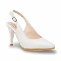 Womens Nappa Leather High Heeled Slingback Pumps 1495 White, By Eva Mañas -Sandals Sales Store womens nappa leather high heeled slingback pumps 1495 white by eva manas 2