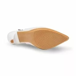 Womens Nappa Leather High Heeled Slingback Pumps 1495 White, By Eva Mañas -Sandals Sales Store womens nappa leather high heeled slingback pumps 1495 white by eva manas 3