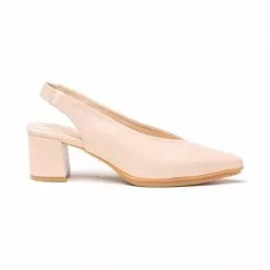 Womens Nappa Leather Slingback Comfort Pumps Medium Heeled 1496 Nude, By Eva Mañas