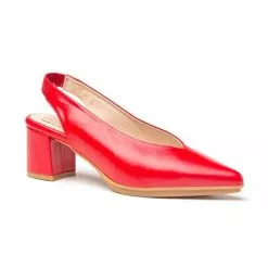 Womens Nappa Leather Slingback Comfort Pumps Medium Heeled 1496 Red, By Eva Mañas -Sandals Sales Store womens nappa leather slingback comfort pumps medium heeled 1496 red by eva manas 2