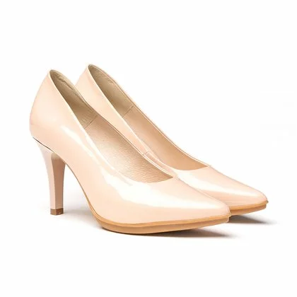 Womens Patent Leather High Heeled Pumps 1499 Nude, By Eva Mañas 3 Womens Patent Leather High Heeled Pumps 1499 Nude, By Eva Mañas - Image 3