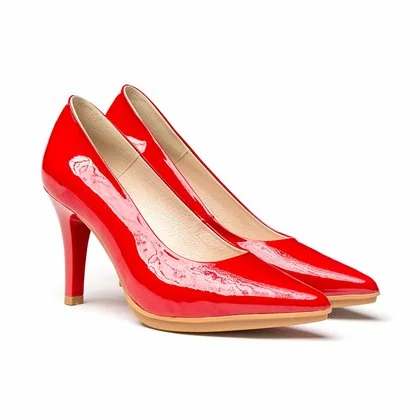 Womens Patent Leather High Heeled Pumps 1499 Red, By Eva Mañas 2 Womens Patent Leather High Heeled Pumps 1499 Red, By Eva Mañas - Image 2